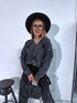 Knitted sweater "GLITTER BOW MO-4006" - DARK GRAY